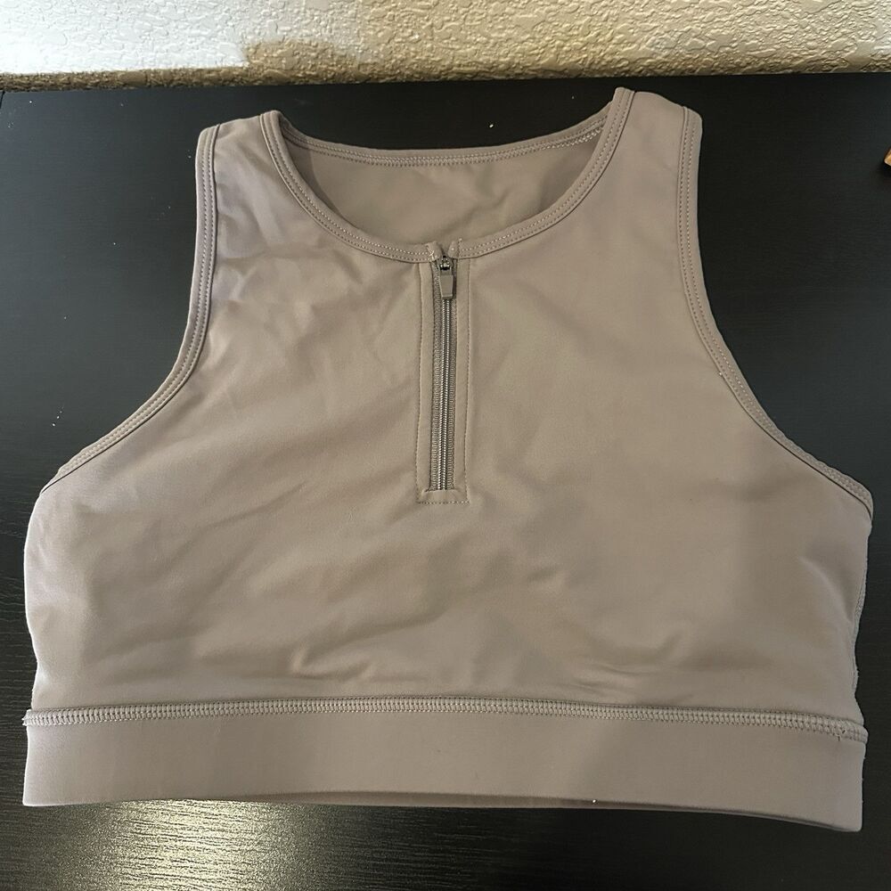 Mono B Zip Front Sports Bra Size Medium Womens Racerback